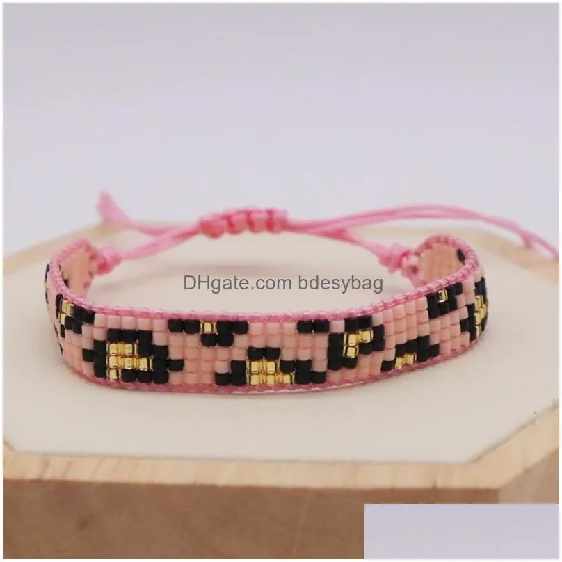 strand rice ball bracelet hand woven fashion leopard print simplicity retro bohemia geometry unisex beaded