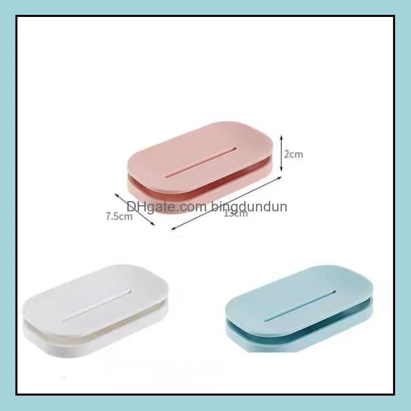 unique soap dishes bathroom colorful soap holder plastic double drain soap tray holder container for bath shower bathroom sn3748