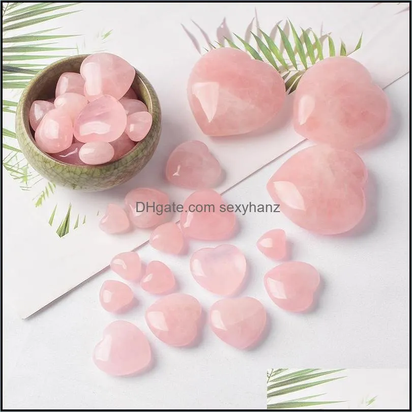 2omm 25mm love hearts natural crystal stone craft ornaments rose quartz healing crystals energy reiki gem living room decoration