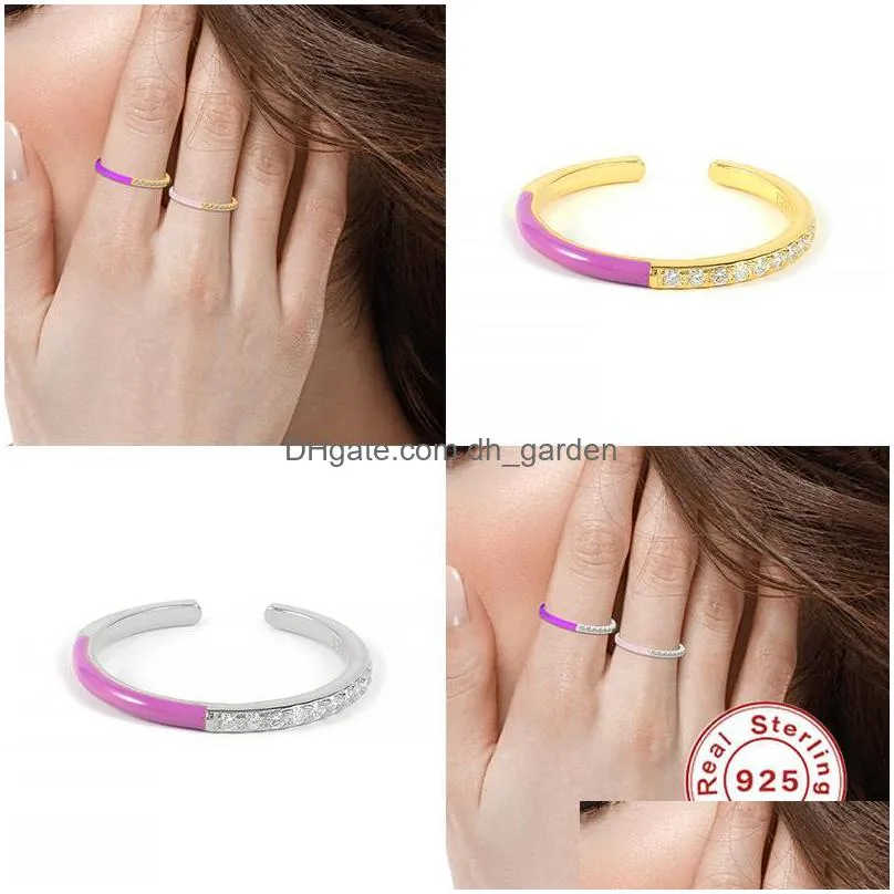 cluster rings canner s925 sterling silver candy color enamel wedding ring korean ins colorful zircon opening index finger for women