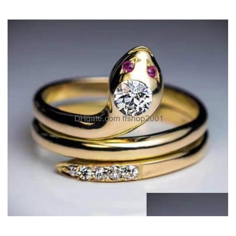 fashion jewelry vintage snake ring inlaid zircon opening ajustable men women snake rings