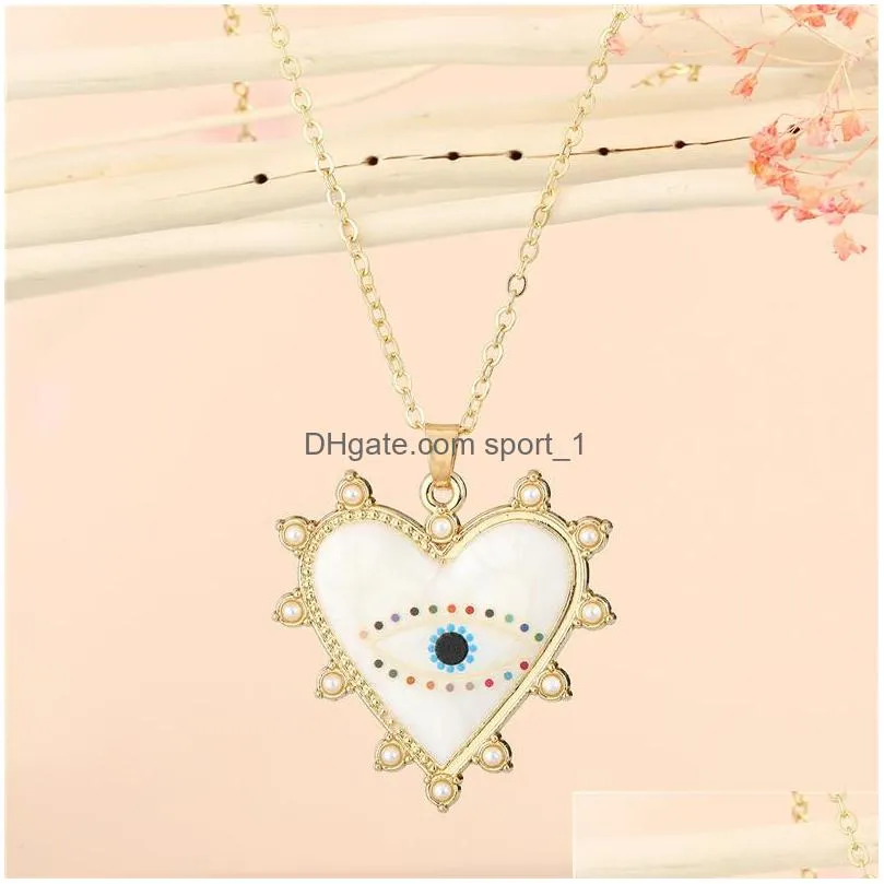 fashion jewelry heart evil eye pendant necklace blue eyes choker necklaces