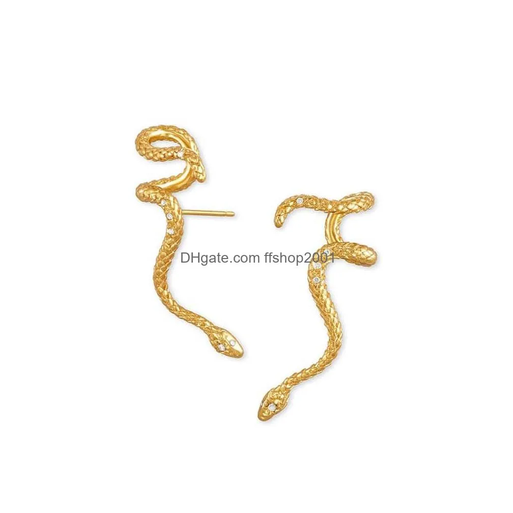 fashion jewelry snakes stud earrings metal snake ear clip earhook earring