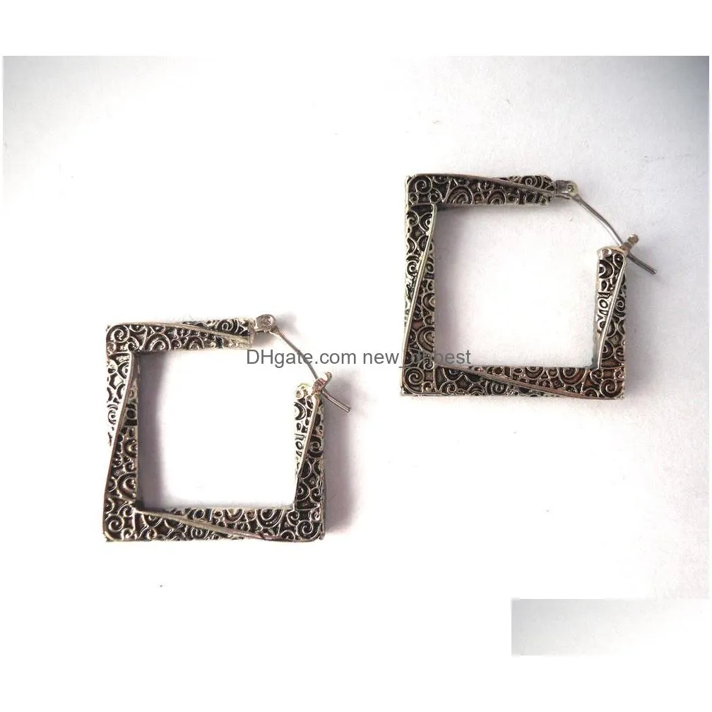 fashion jewelry vintage earrings decorative pattern square dangle earrings