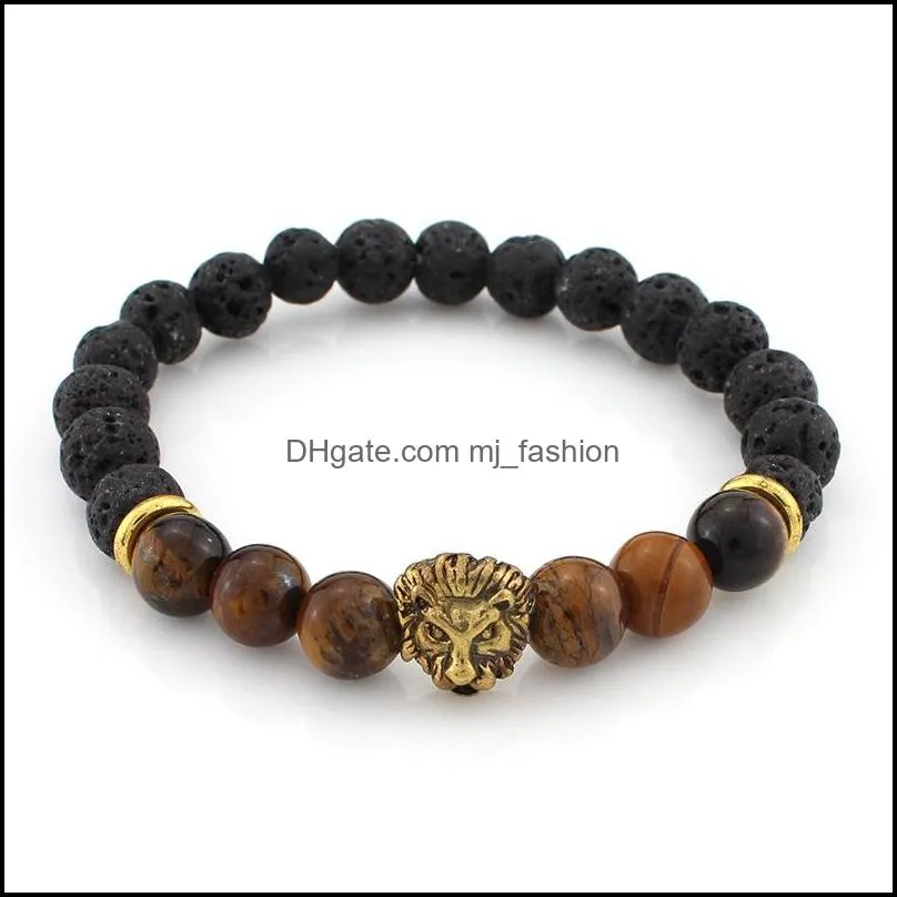  head natural lava stone bracelet bangle yoga beads jewelry essential oil diffuser elastic bracelets for women dhs b331s