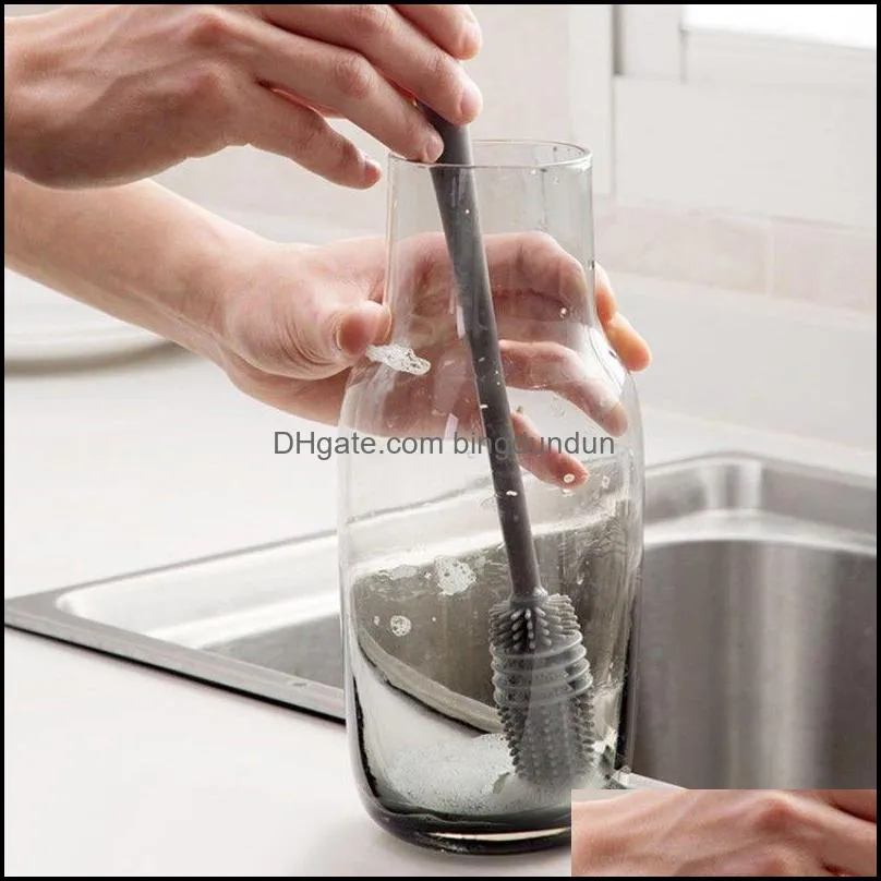 silicone cup brush kitchen cleaning tool long handle drink wineglass bottle glass cup cleaning brushes rre13405