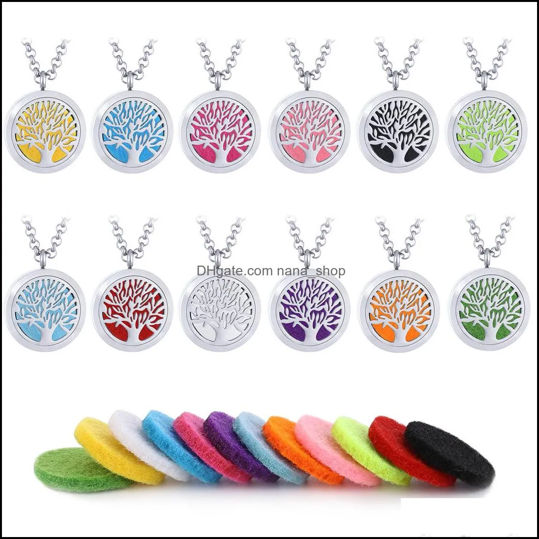 high quality aromatherapy essential oil diffuser pendant necklaces stainless steel chain tree of life floating locket necklace for