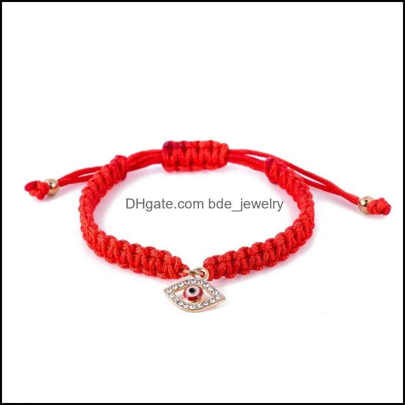 fatima hand hamsa evil eye charm bracelets red braided string rope chains bangle for women men fashion diy handmade jewelry