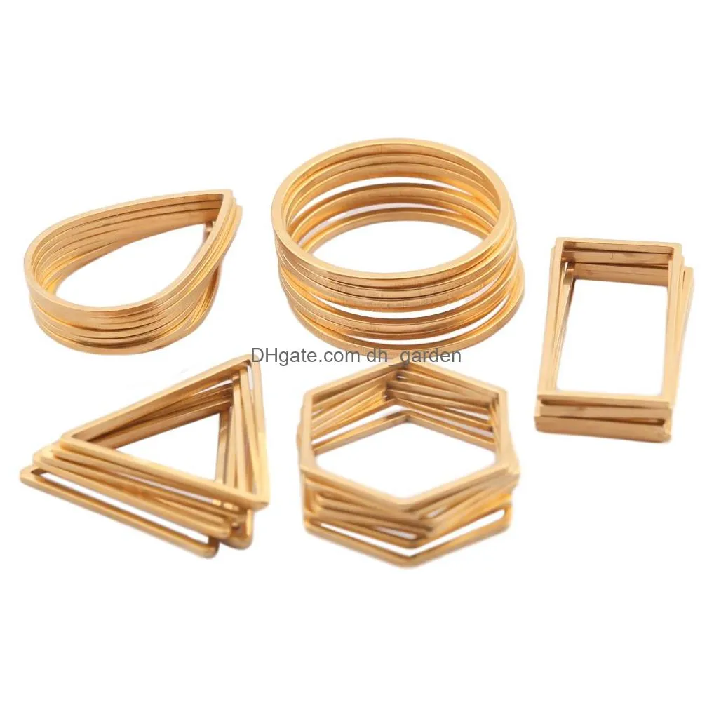 10pcs stainless steel gold plated teardrop earrings connectors rectangle circle ring charms diy for jewelry making accessories