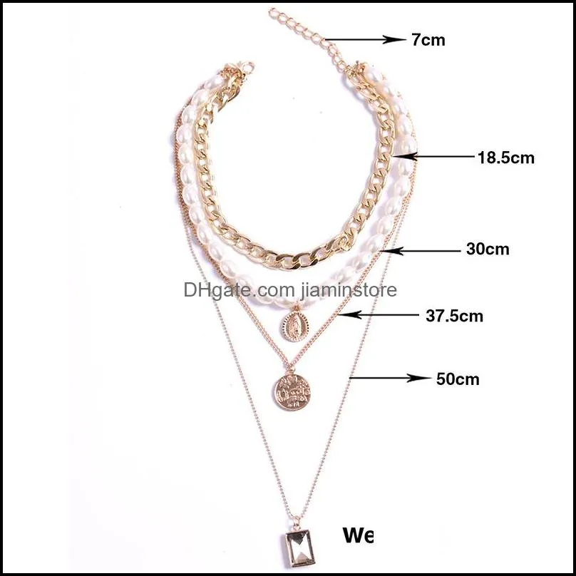 fashion vintage multilayer crystal pendant necklace women gold color beads moon star horn crescent choker necklaces jewelry