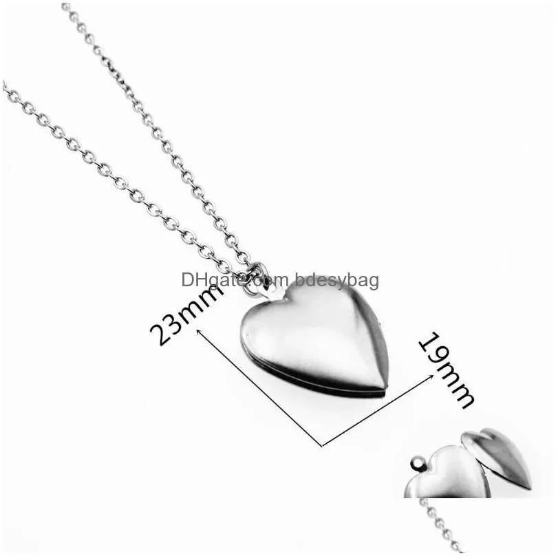 pendant necklaces both sides blank love heart frame perfume necklace women lovers stainless steel jewelry accessories