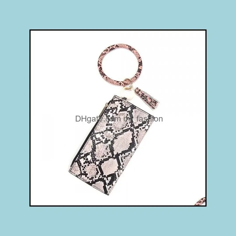 big long wallet key rings mobile bag purse keychain bangle snakeskin pu leather bracelets car sport keyring q50fz