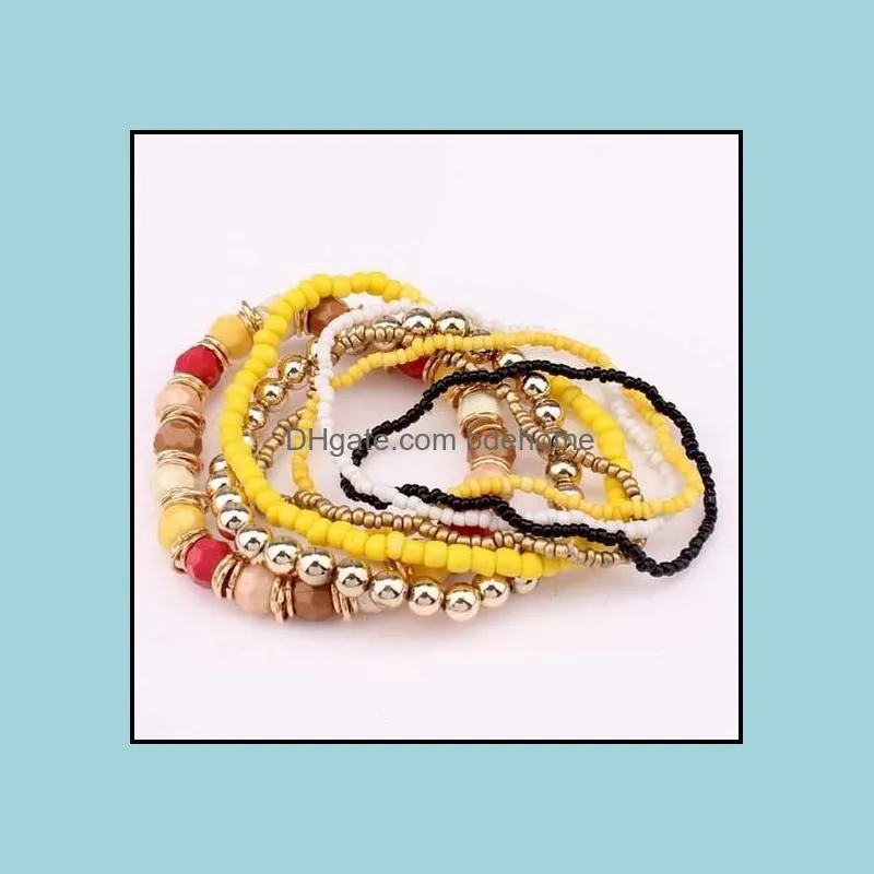  bohemian multilayer beaded bracelets sets women s ocean style beads bangle for female fashion jewelry gift