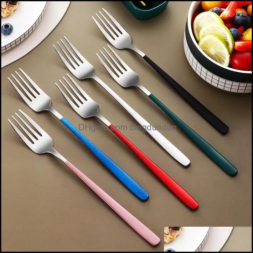 stainless steel flatware set portable cutlery sets for outdoor travel picnic dinnerware set metal straw with box and bag rre13746