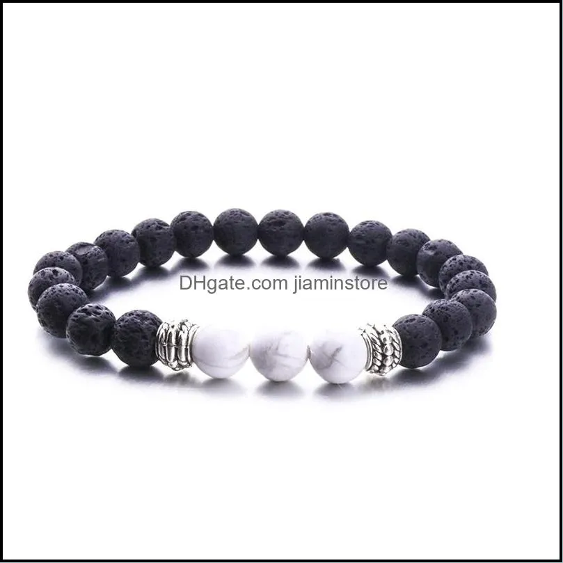 8colors natural black lava stone turquoise beads bracelet essential oil perfume diffuser bracelet for women men