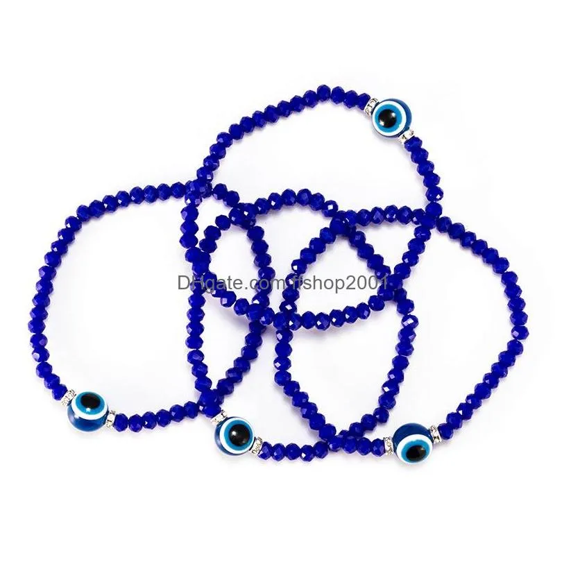 evil demon eye crystal beads strands bracelet couples men women beaded blue eyes bracelets