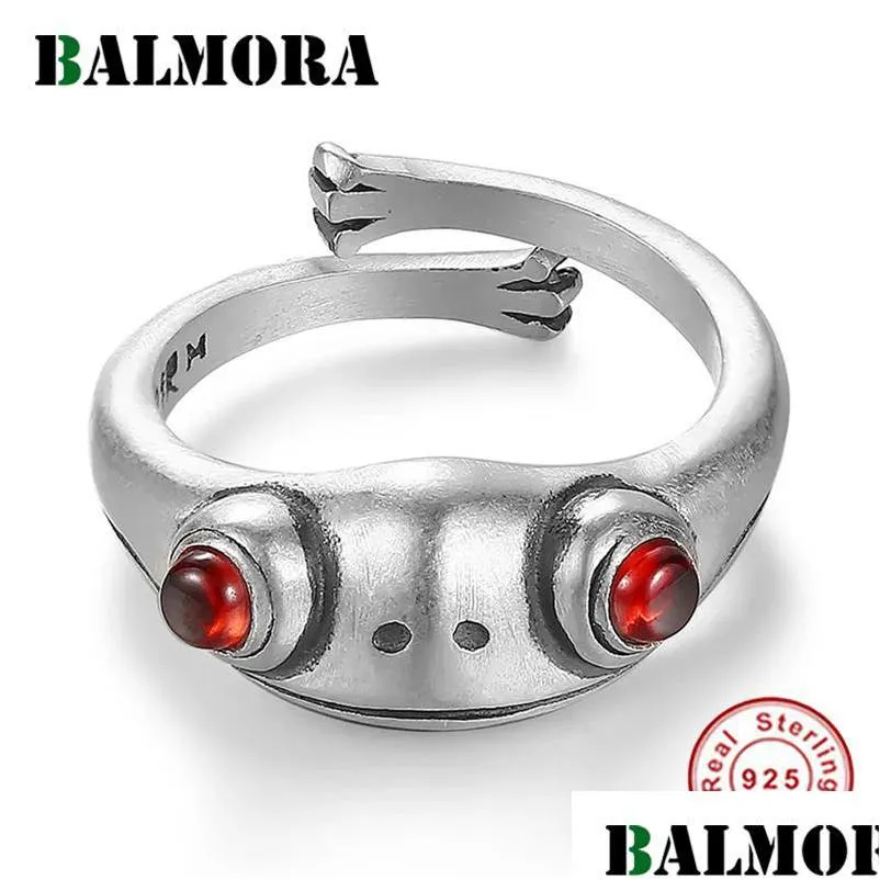 cluster rings balmora 100 925 silver garnet frog animal for women girl vintage fashion open ring jewelry anillos valentines day gift