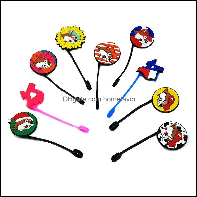 custom texas style pattern soft silicone straw toppers accessories cover charms reusable splash proof drinking dust plug decorative 8mm straw party