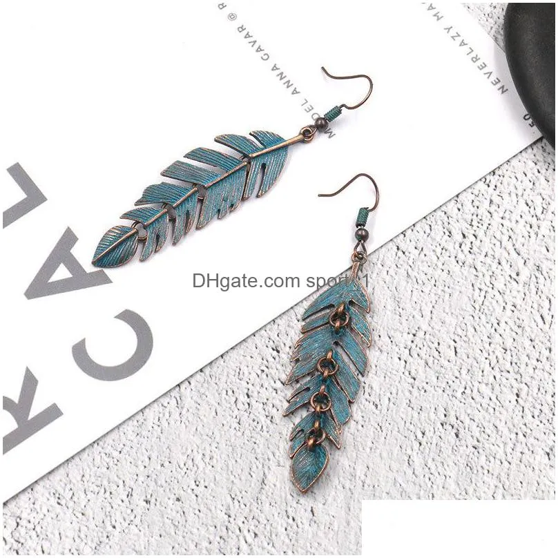 bohemian fashion jewelry vintage earrings leaf dangle earrings