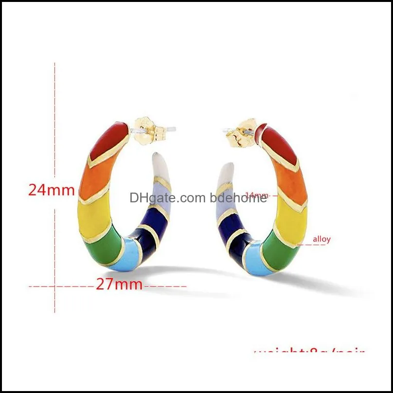 vintage korean hoop earrings for women girls stripe pattern geometric c shaped earring fashion jewelry