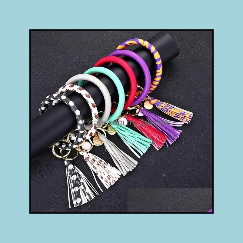leather bracelet key rings wristlet bangle pu keyring fashion pattern tassel bracelets keychains for women q9fz