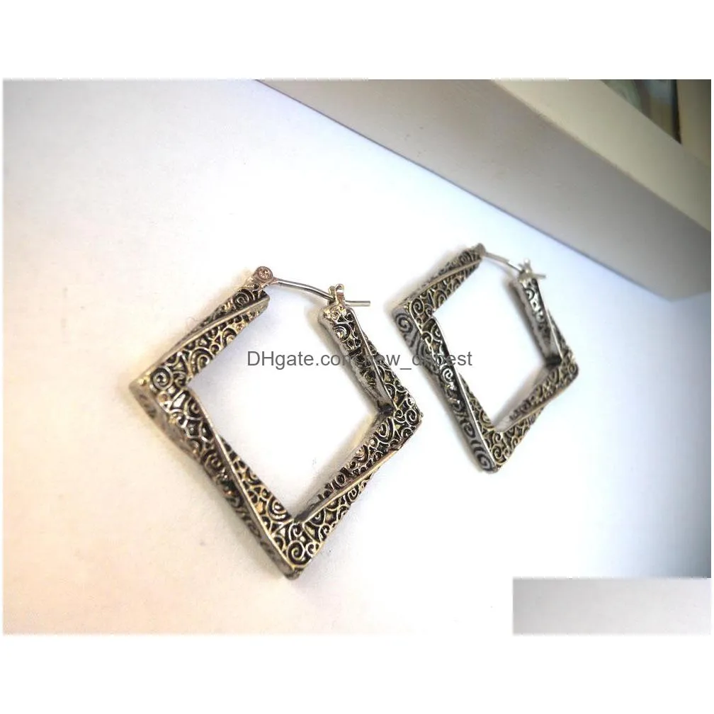 fashion jewelry vintage earrings decorative pattern square dangle earrings