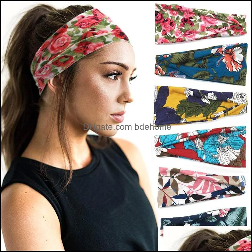 casual print stretch cotton headband for women elastic headwear turban head scarf bandage wrap hair accessories