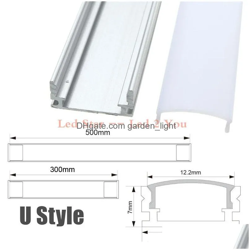 30/50cm u/v/ywstyle shaped aluminum led bar lights accessories channel holder milk cover end up for led strip light