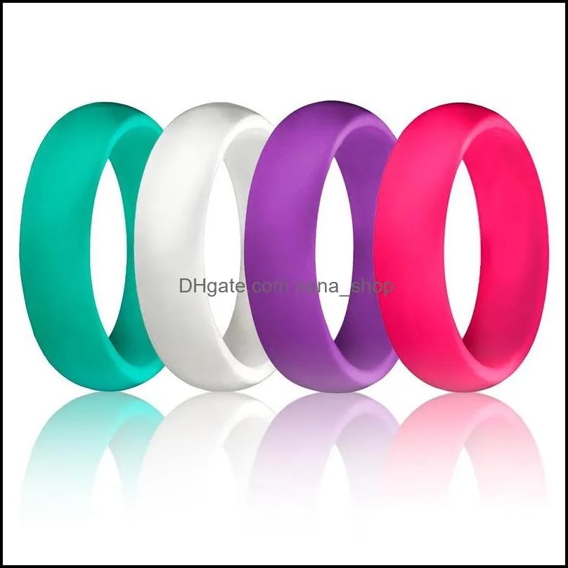 4pcs/lot fashion women silicone wedding band rings solid bling flexible comfortable finger oring for girl engagement luxury jewelry in