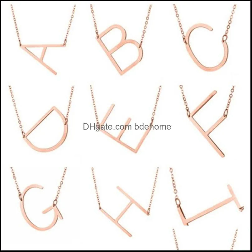  26 initial letter necklace for women gold silver rose gold personalized alphabet pendant chains fashion jewelry in bulk