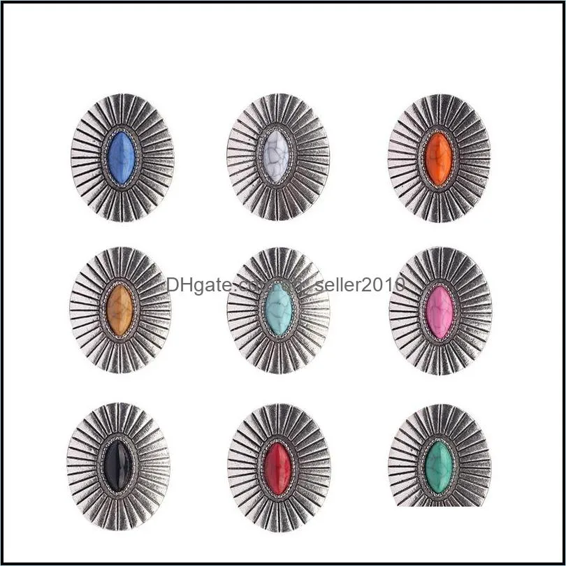 3pcs/lot 34x27mm retro zinc alloy oval clothes decorative concho buttons charms pendants diy hair jewelry accessories 76 d3