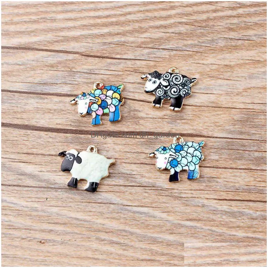 10pcs high quality fashion enamels charms gift sheep alloy pendant bracelet necklace jewelry accessories diy craft 2019