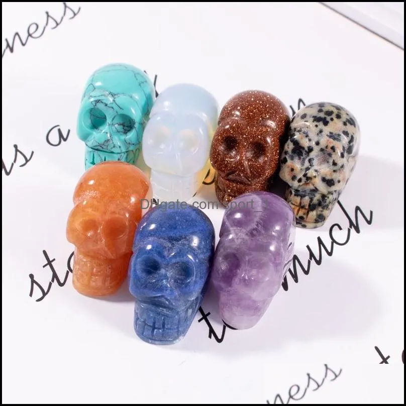 natural crystal stone ornaments skull carved statues reiki healing quartz mineral tumbled gemstones hand piece home decoration