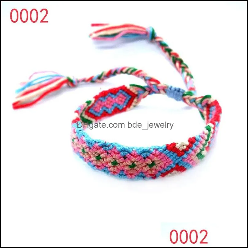 bohemian nepal ethnic handmade bracelets for women rainbow printing braided string rope wrap bangle lucky friendship boho jewelry in