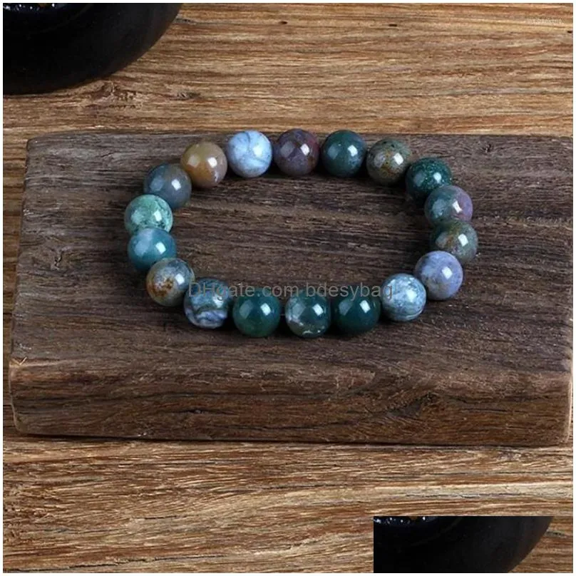 strand natural agate beaded elastic cord bracelet energy healing bangle for men and women drop wholesale jewelry