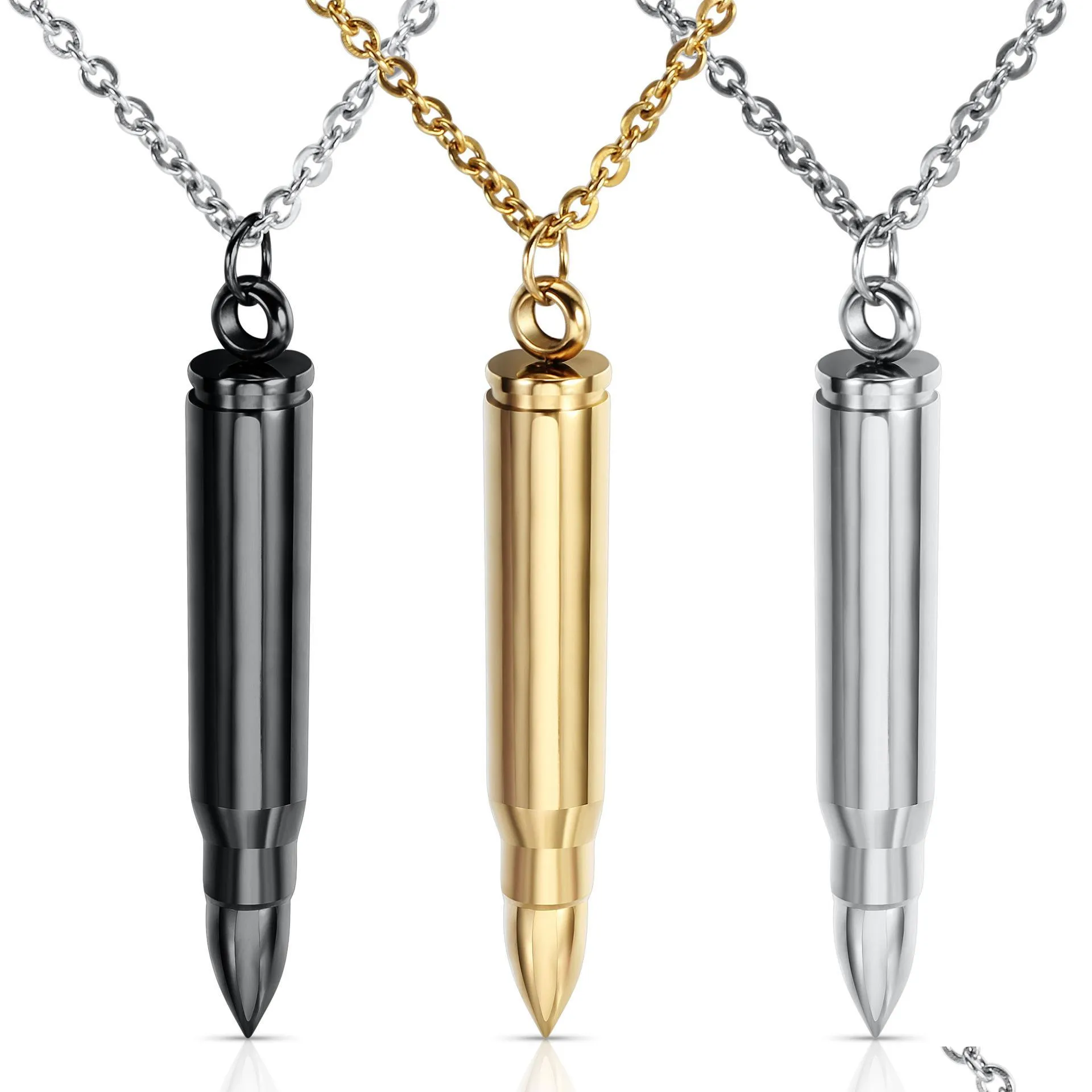 creative bullet pendant necklace for men personalized custom stainless steel bullets charm choker necklaces buyer own engraving jewelry