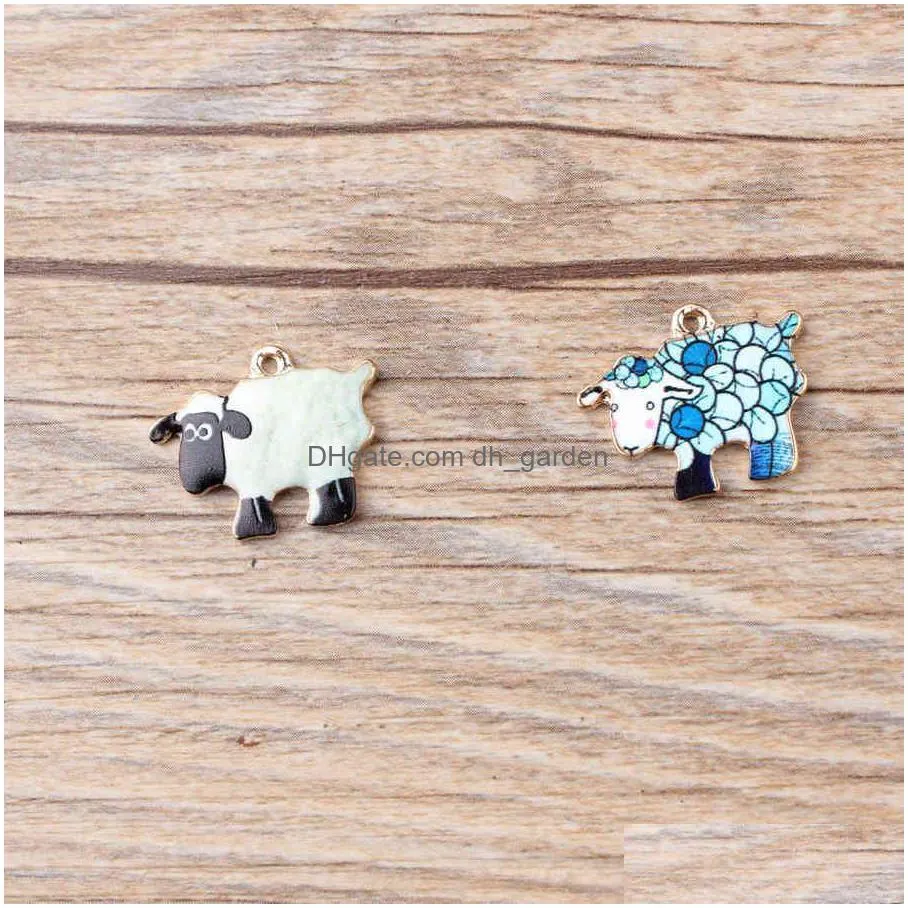 10pcs high quality fashion enamels charms gift sheep alloy pendant bracelet necklace jewelry accessories diy craft 2019