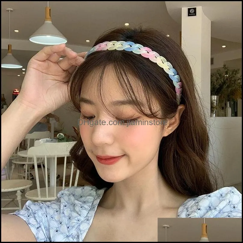 fashion hair head hoop bands resin chain headbands transparent hairband for women colorful bezel hairband girls hair accessories