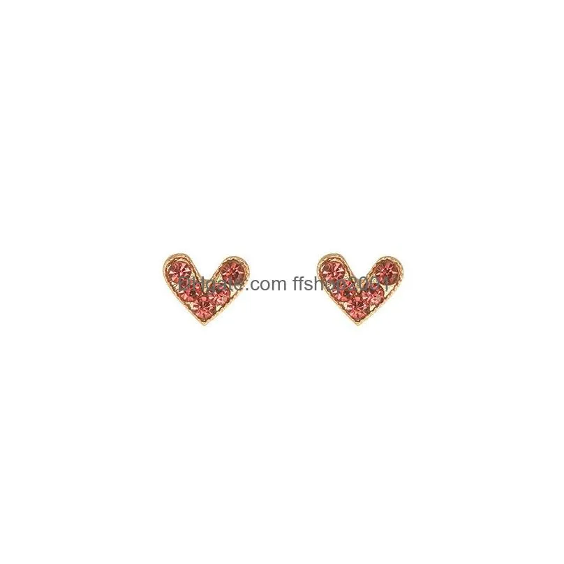 fashion jewelry s925 silver needle cute heart stud earrings rhinstone stud earrings