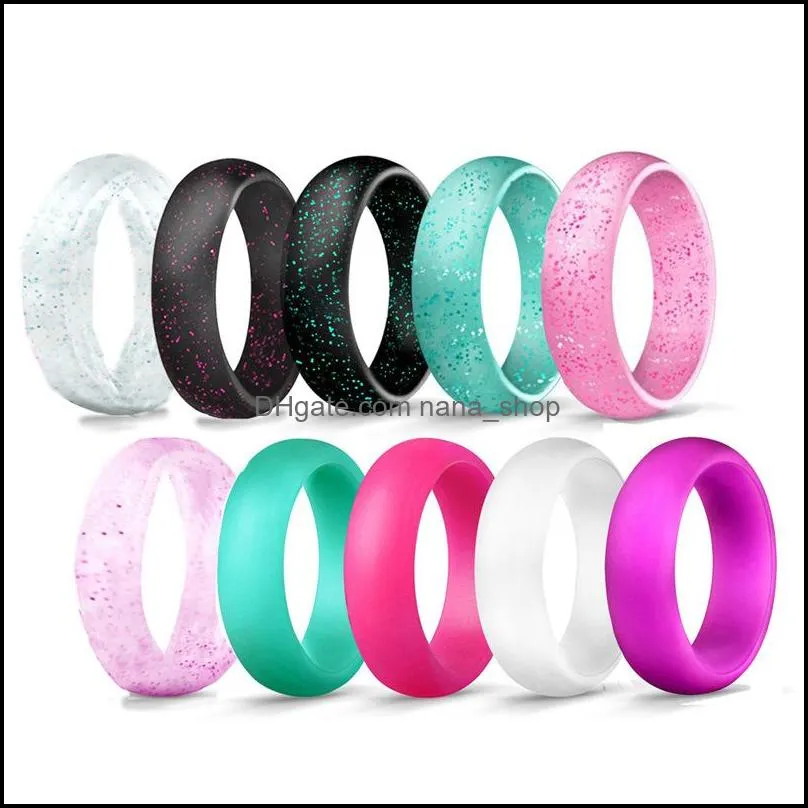 4pcs/lot fashion women silicone wedding band rings solid bling flexible comfortable finger oring for girl engagement luxury jewelry in