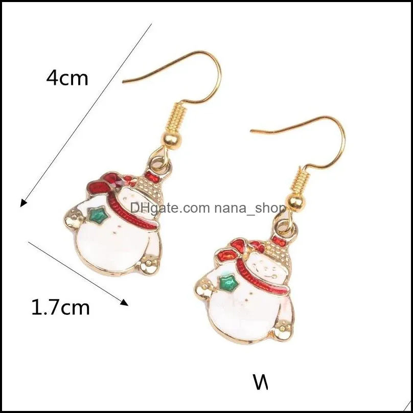  christmas cartoon womens drop earrings alloy father christmas snowman tree dangle chandelier earring for ladies fashion jewelry