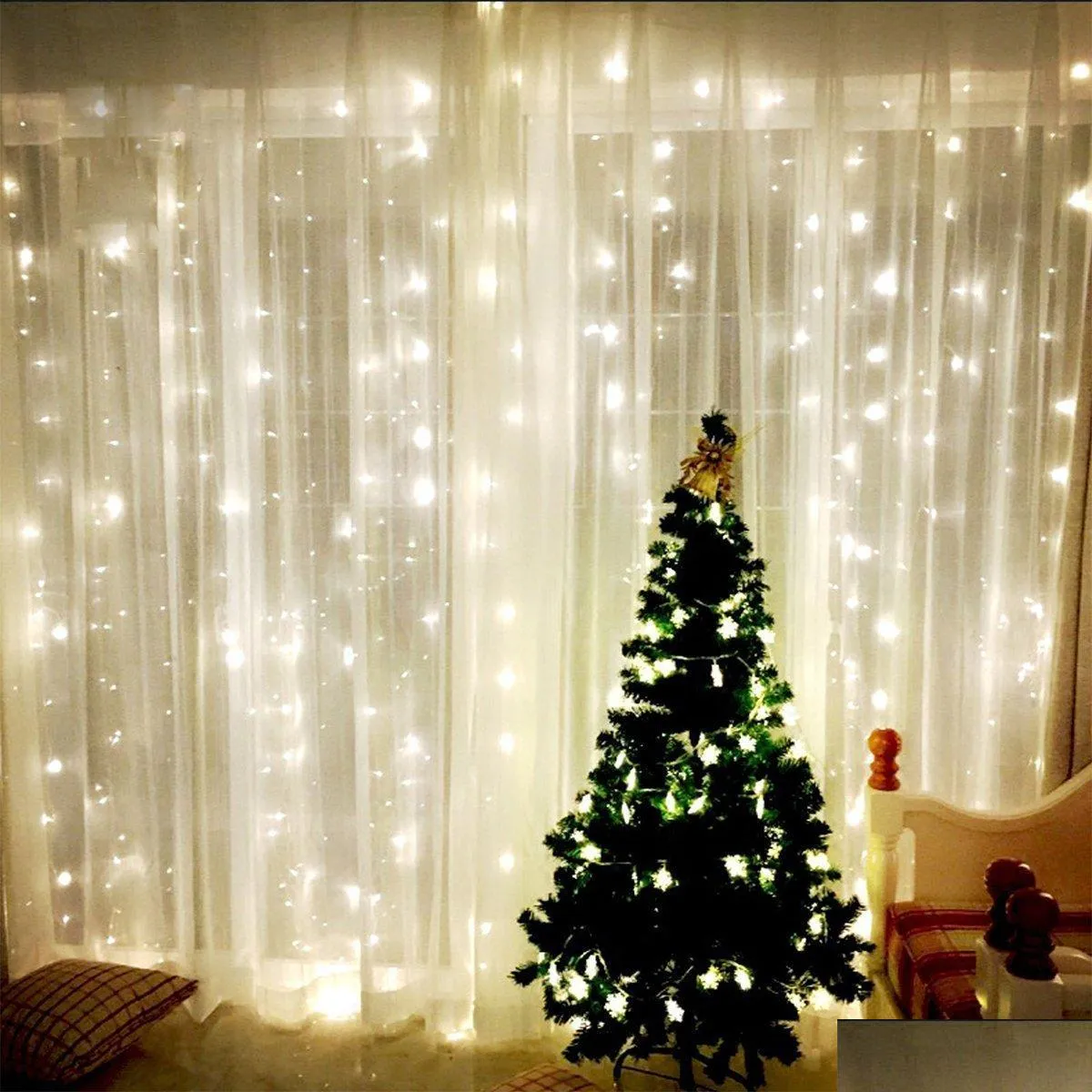 300leds 9.8ft x 9.8ft 3x3m lights wedding christmas string birthday party outdoor home decorative fairy curtain garlands