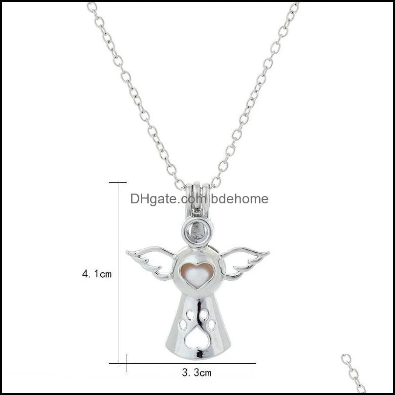 luxury luminous angel wings pendant necklaces glow in the dark open cage locket charm chains for women men fashion jewelry in bulk