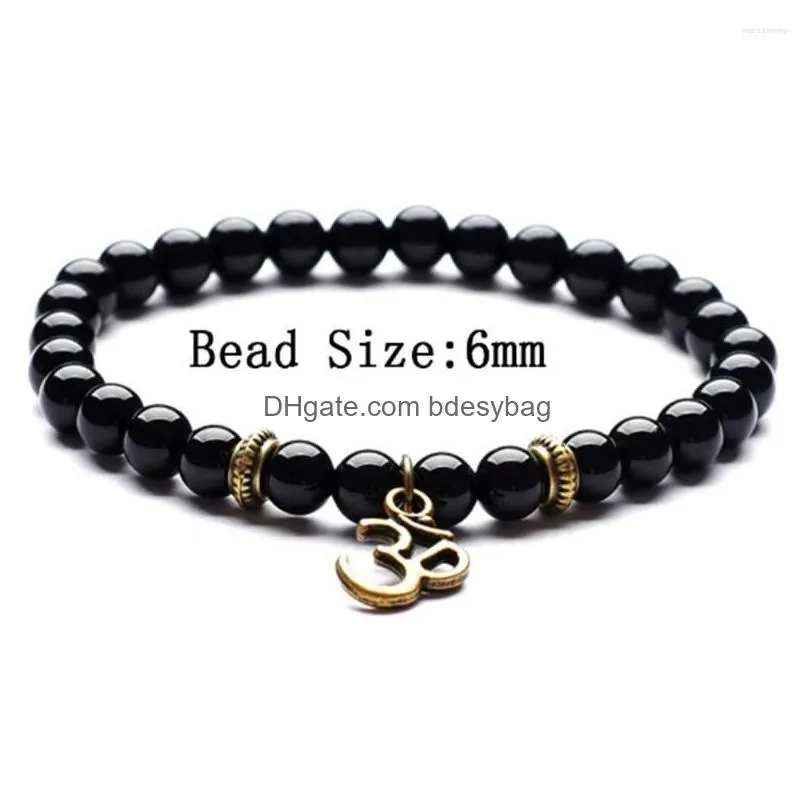 strand selling lovers 39 set bracelets om buddha head charm 6mm 8 mm natural stone picture black onyx beads bracelet yoga