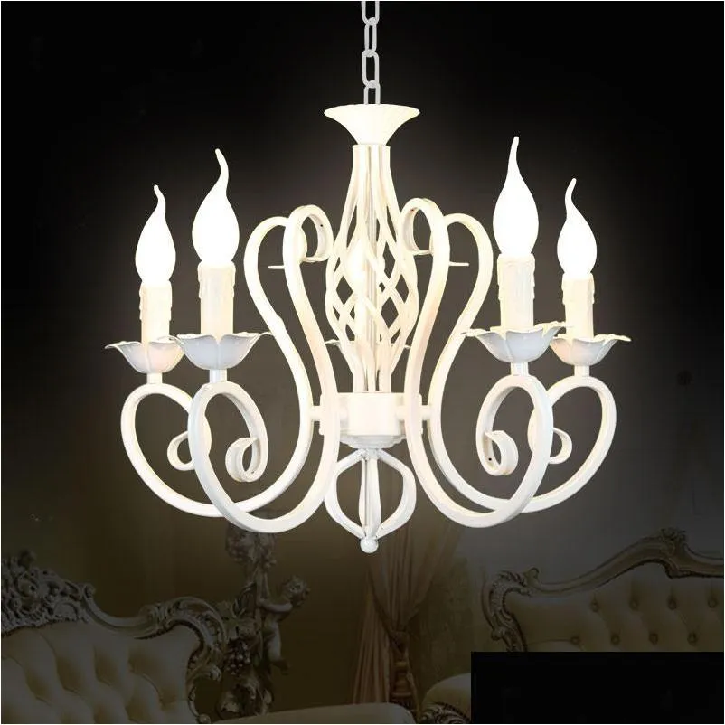 wrought iron modern pendant chandelier vintage chandelier ceiling candle lights lighting fixtures iron black/white home lighting