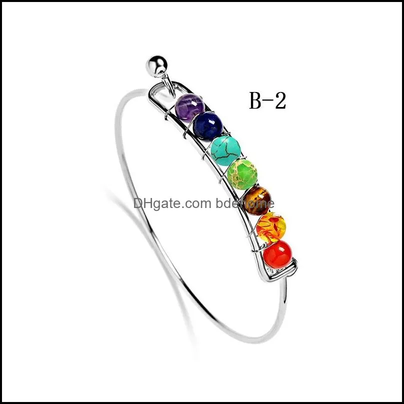 fashion 7 chakra wire bangle for women yoga natural stone beads charm bracelets reiki spiritual buddha 2019 personalized jewelry in