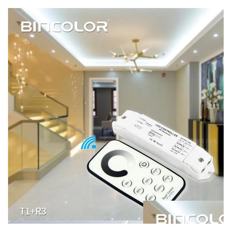 bincolor t1 r3 mini rf wireless remote led dimming led dimmer receiver controller for strip light dc12v24v