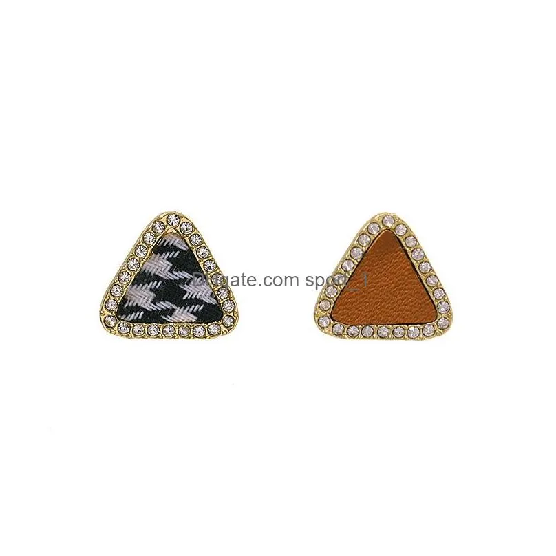 fashion jewelry s925 silver post stud earrrings rhinestone triangle earrings