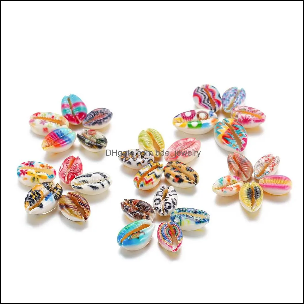 fashion painted natural sea shells conch beads for sandy beach jewelry making diy necklace bracelet accessories 10pcs