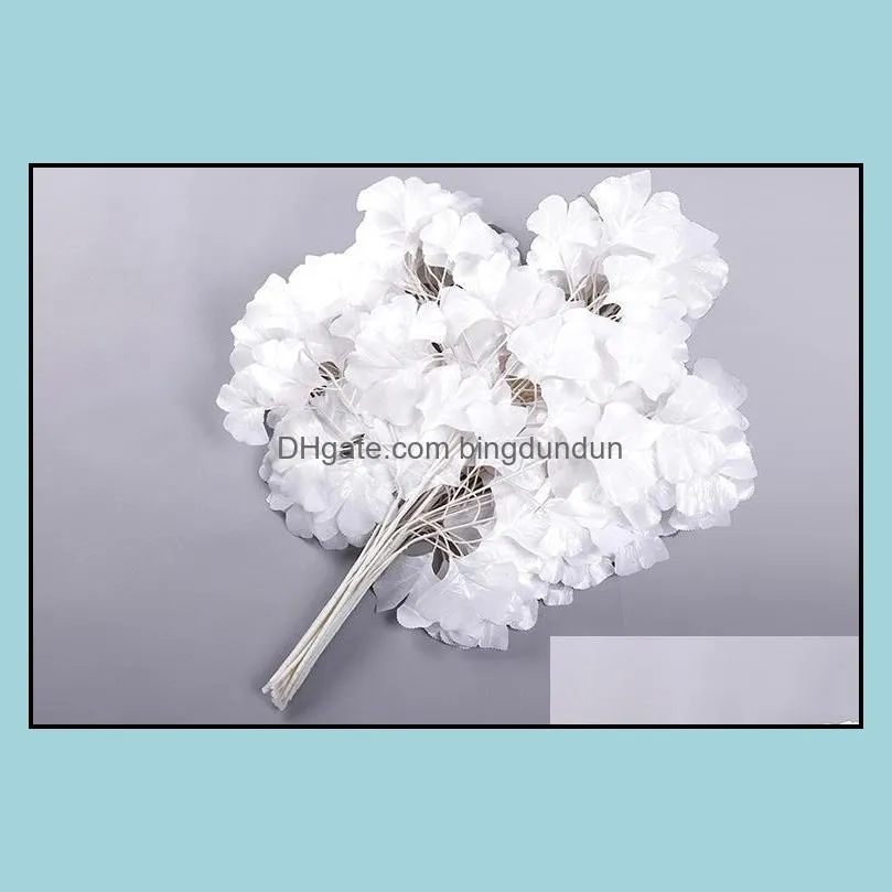 new white wedding props road flower stage background decoration flower white artificial ginkgo biloba white leaves sn2014